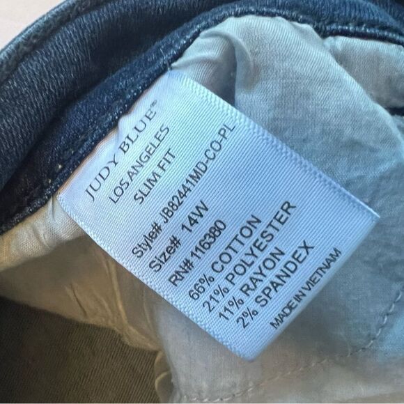 Judy Blue Slim Fit Jeans Sz 14W Dark Wash Stretch High Rise NWOT - Picture 7 of 8
